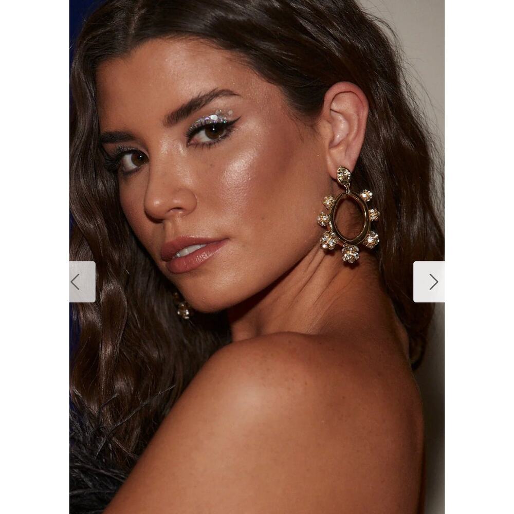 Rae Gold Rhinestone Statement Earrings - Picture 5 of 6